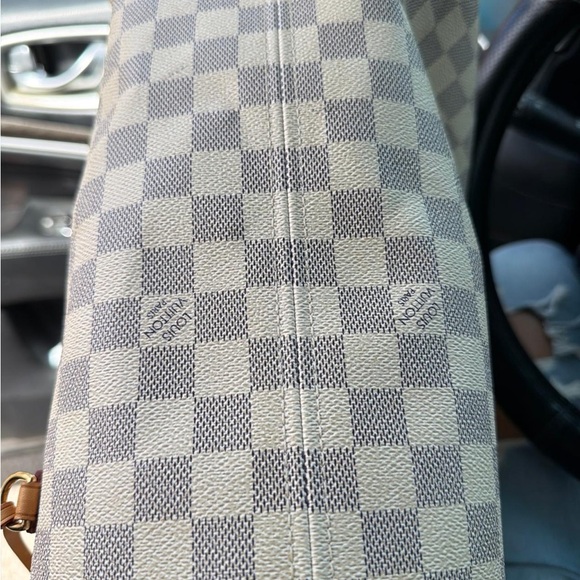 Louis Vuitton Tan and White Checkered Tote - Picture 12 of 13